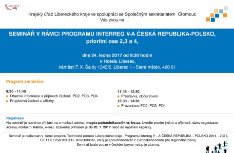 Krajský úřad pořádá seminář pro žadatele v programu Interreg